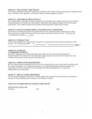 Abbreviated Standard Form of Agreement Between Owner and Contractor - Image 2