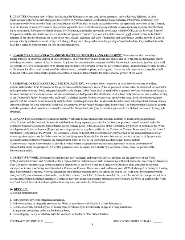 Standard Form of Agreement Between Contractor and Subcontractor - Image 4