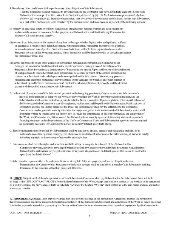 Standard Form of Agreement Between Contractor and Subcontractor - Image 5