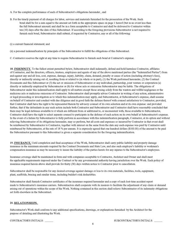 Standard Form of Agreement Between Contractor and Subcontractor - Image 8