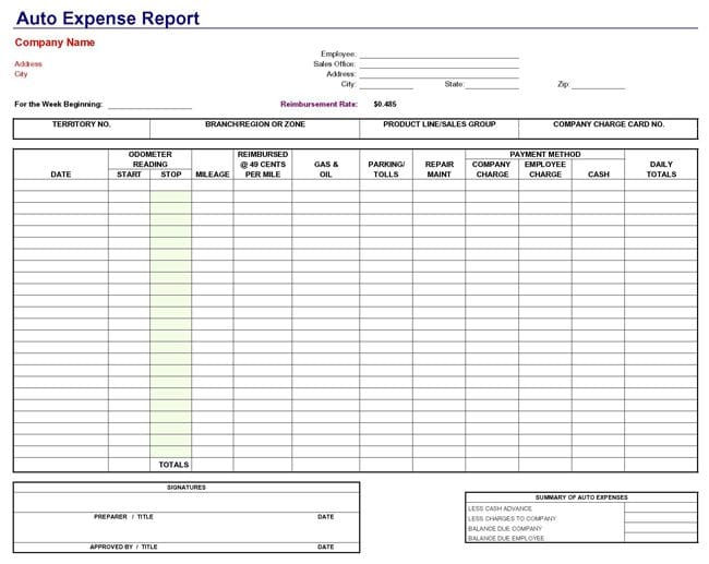 Auto Expense Report