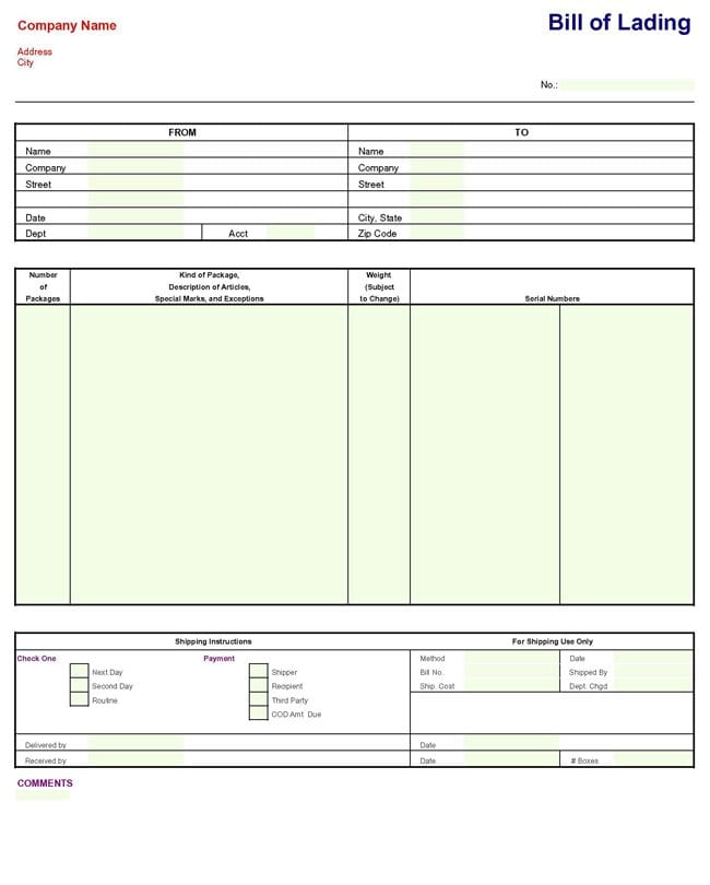 Bill of Lading