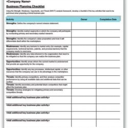 Business Planning Checklist
