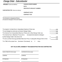 Change Order to Subcontractor