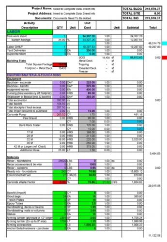 Concrete Estimate Excel Template - Image 5