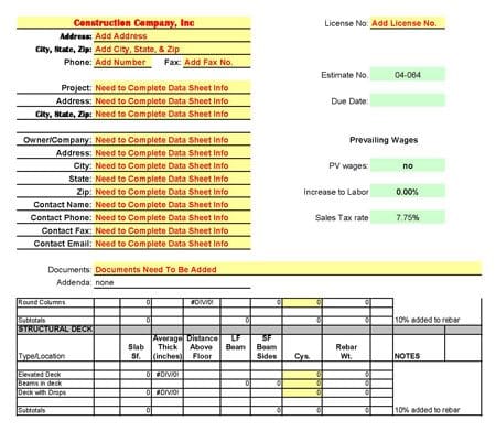 Concrete Estimate Excel Template - Image 4