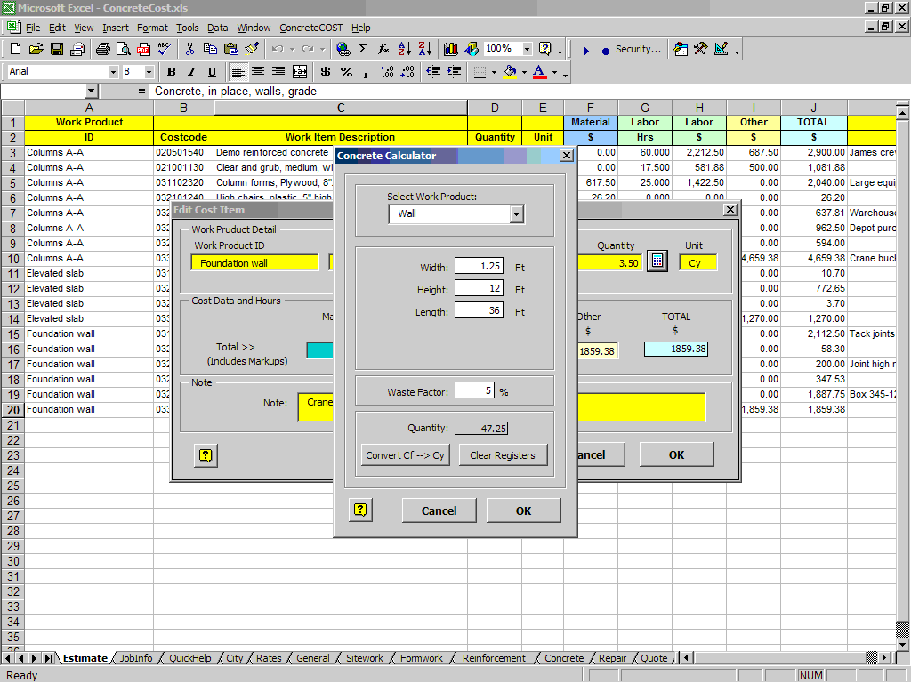 ConcreteCost Estimator