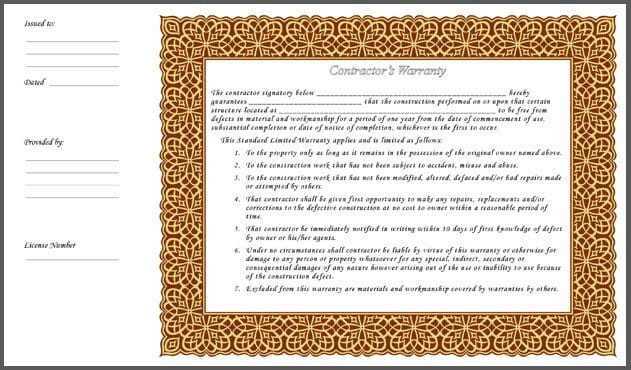Contractors Warranty