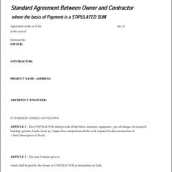 Standard Agreement Between Owner and Contractor