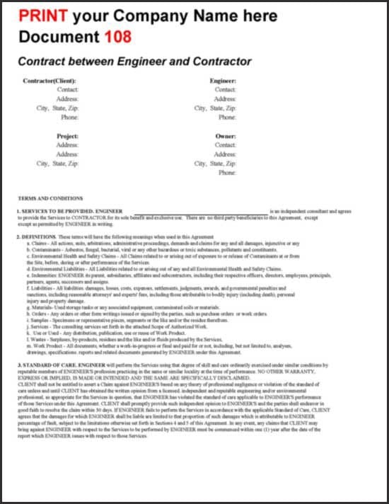 Contract Between Engineer and Contractor
