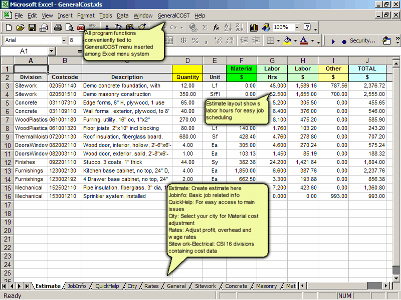 GeneralCost Estimator for Excel — Free Trial - Image 2