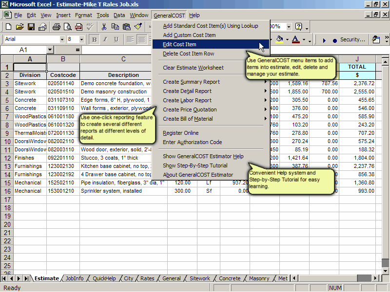 GeneralCost Estimator for Excel — Free Trial - Image 3