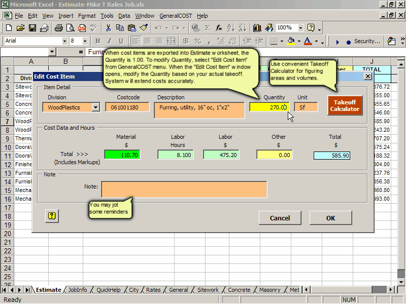 GeneralCost Estimator for Excel — Free Trial - Image 4