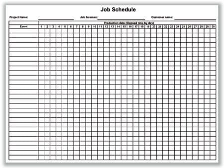 Job Schedule Worksheet