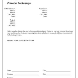 Potential Backcharge Notice