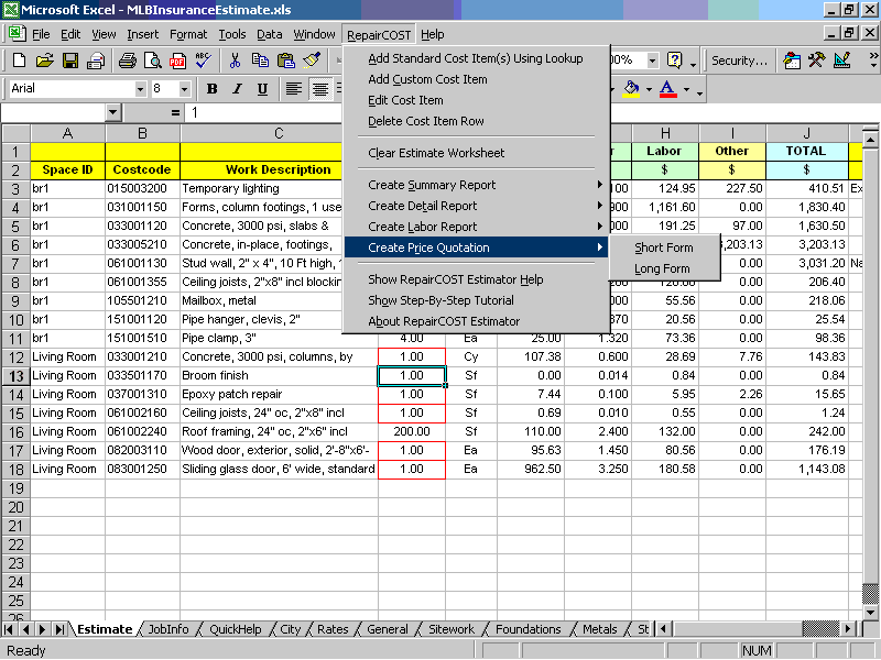 RepairCOST Estimator for Excel — Free Trial - Image 7