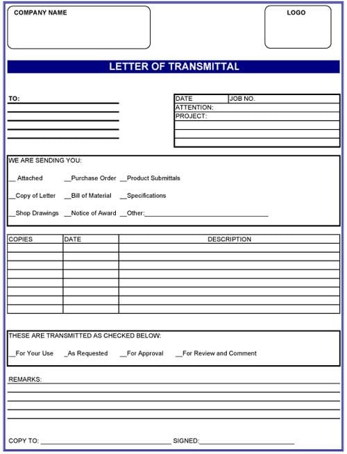 Transmittal — Standard